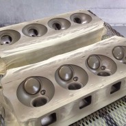 Thermal Barrier Coating V8 Heads in Paint Booth
